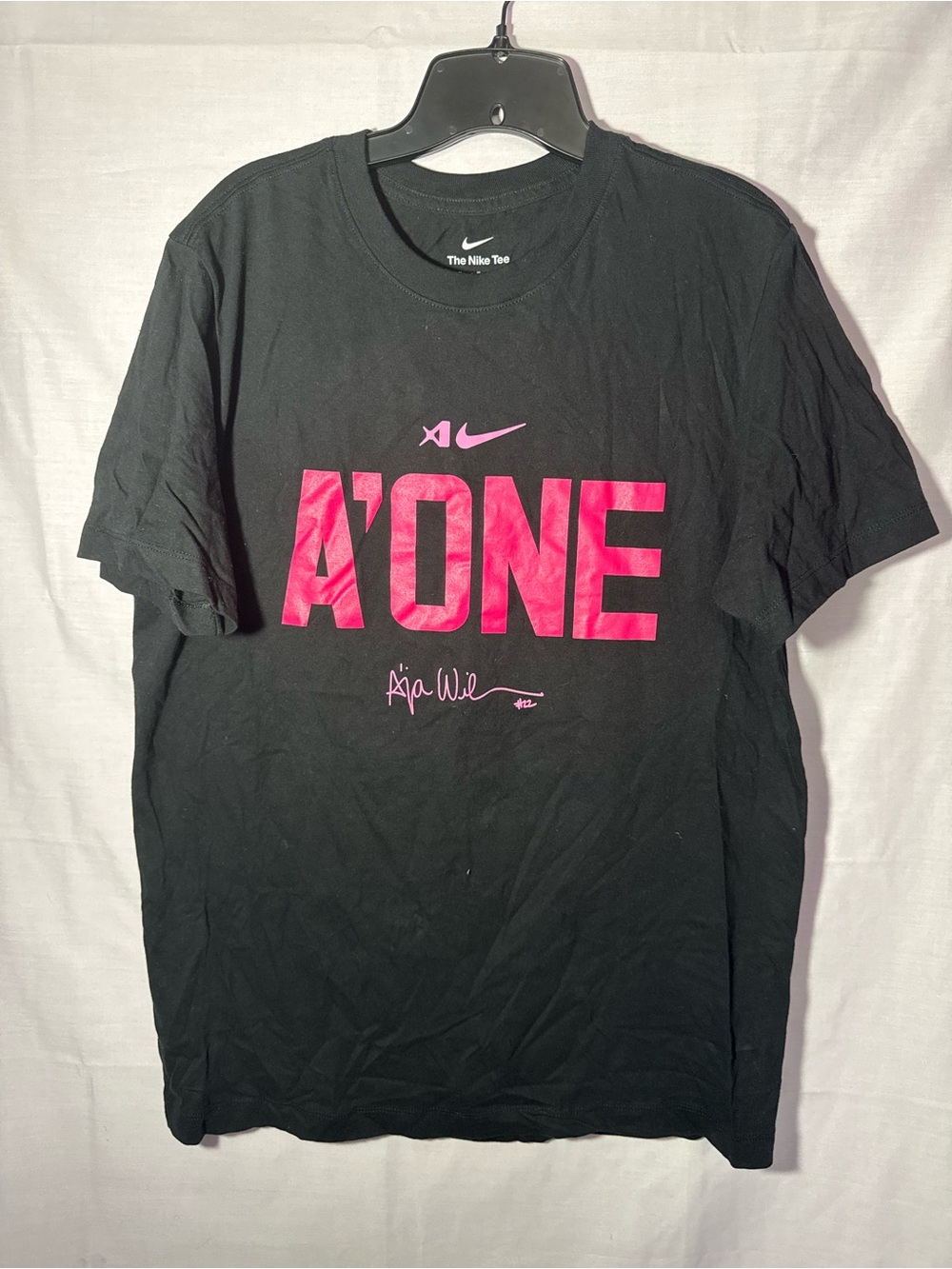 Nike A’ja Wilson A’One T-Shirt Black Pink WNBA Basketball Aces Size M